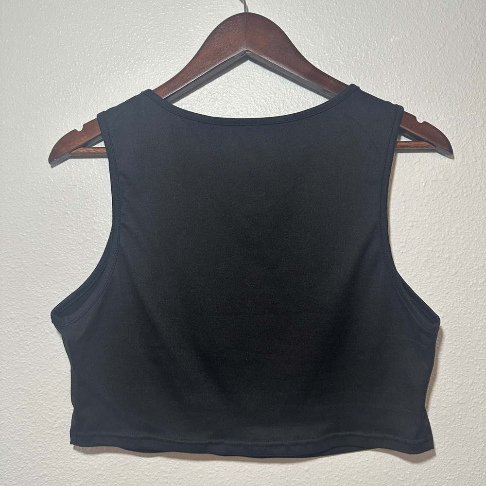Shein Curve Black Butterfly Rhinestone Crop Top Sleeveless Graphic Tee 0XL - Picture 2 of 4